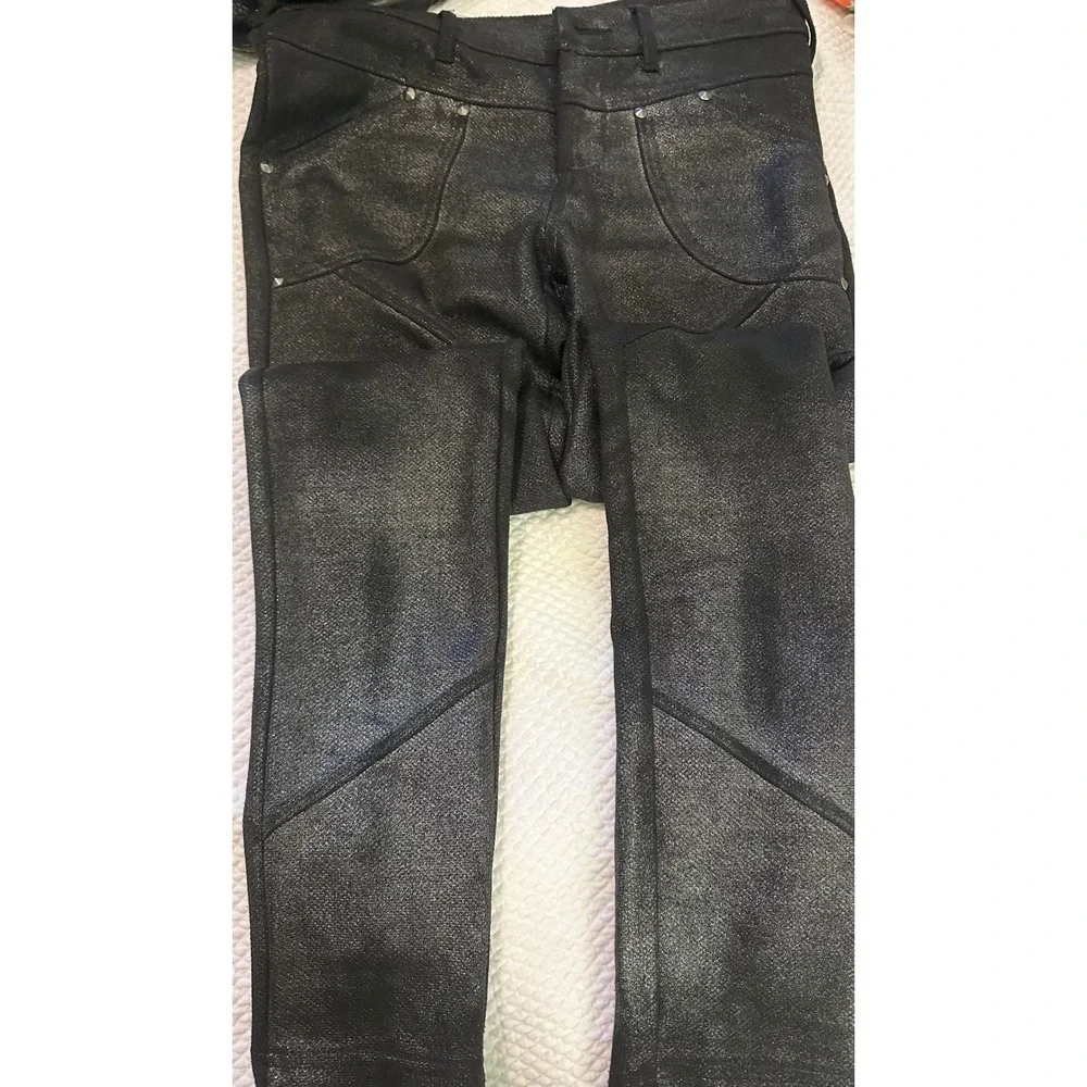 Free People Moto Leggings Metallic Black Detail‎ Skinny Pants Sz 26 retails $225